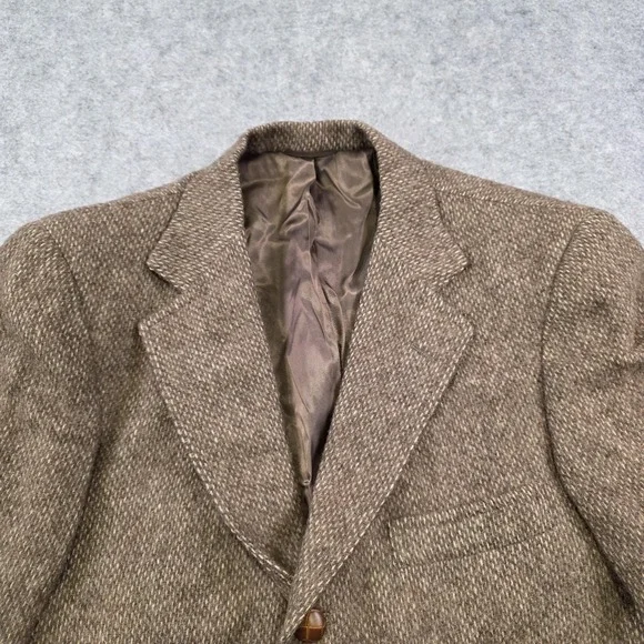 Vintage Chaps Ralph Lauren Blazer Mens 40? Brown Herringbone Wool Tweed Coat USA